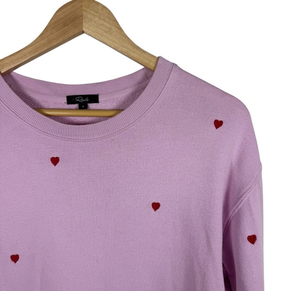 Rails Women’s Ramona Embroidered Hearts Crewneck in Pink/Red Size S - Picture 7 of 16